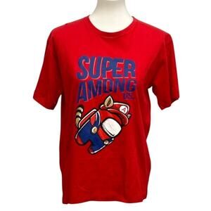 Super Among Us Mens Small 100% Cotton Red Short Sleeve Crew Neck Tee Shirt
